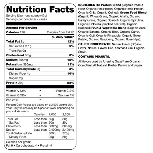 Amazing Grass Protein Superfood: Organic Vegan Protein Powder, Plant Based Meal Replacement Shake with 2 servings of…