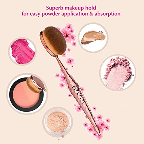 Beauty Kate Oval Makeup Brush Set Diamond Mermaid Oval Brush 10pcs Cosmetics Makeup Brushes Set (Rose Gold…