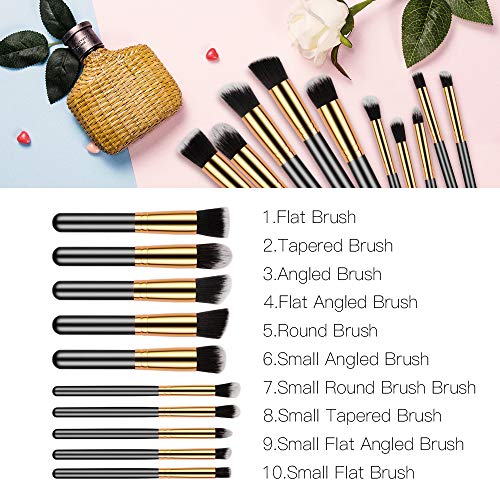 Makeup Brush Set – Premium Synthetic 10pcs Mini Eyeshadow Powder Eyebrow Eyeliner Blush Foundation Concealer Cosmetic…