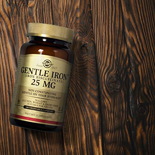 Solgar – Gentle Iron 25 mg Vegetable Capsules 180 Count 2 Pack Easy on Stomach, Promote Red Blood Cell Production.