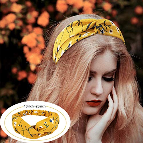 Araluky Beach Headbands for Women, Yoga Soft Floral Knot Fabric Cloth Cute Boho Criss Cross Elastic Fashion Head Wraps…