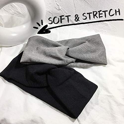 Huachi Turban Headbands for Women Wide Head Wraps Knotted Elastic Teen Girls Yoga Workout Solid Color Hair Accessories…