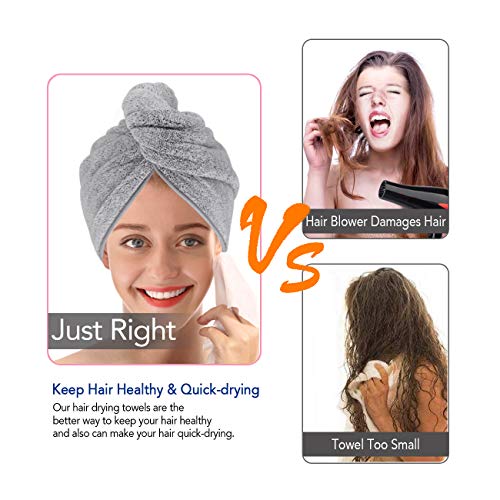 Ultra-Fine Microfiber Hair Drying Towels Thicken Cap with Button – Hair Towel Original Magic Instant Hair Dry Wrap for…