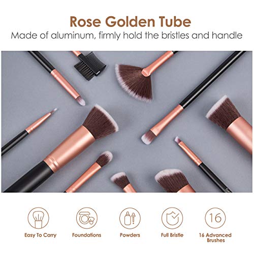 Syntus Makeup Brush Set, Premium Synthetic Foundation Powder Kabuki Blush Concealer Eye Shadow 16 Pcs Makeup Brushes…