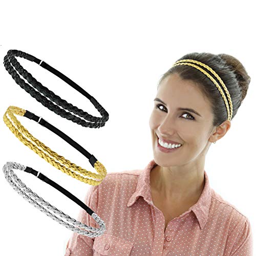 Beaute Galleria 6 Pieces Adjustable Elastic Braided Plaited Women Headbands Hair Band with Double Braided and Triple…