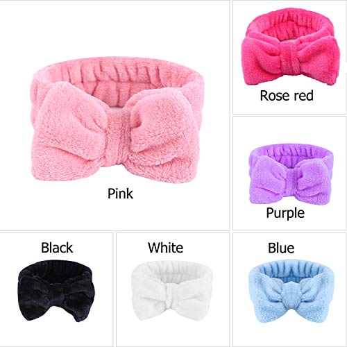 6 Pack Soft Headband BEoffer Coral Fleece Women Makeup Spa Head Bands Turban Fashion Bow Bowknot Hairlace Headwear Wash…