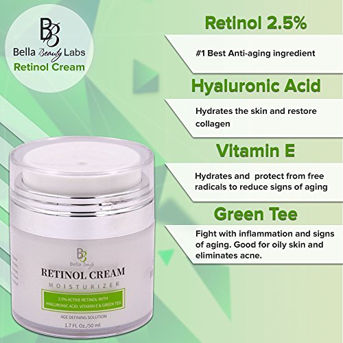 Retinol Moisturizer Anti Aging Cream for Face and Eye Area – With Hyaluronic Acid – 2.5% Active Retinol – Vitamin E…