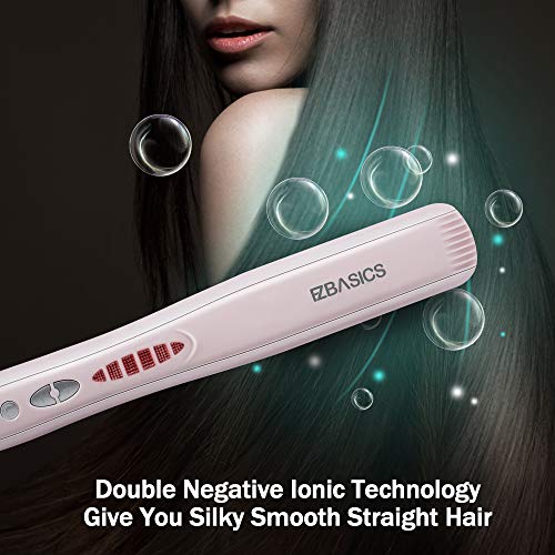 EZBASICS Hair Straightener Brush, 30s Fast PTC Ceramic Heating Hair Straightening Brush with Anti Scald, Auto-Off…