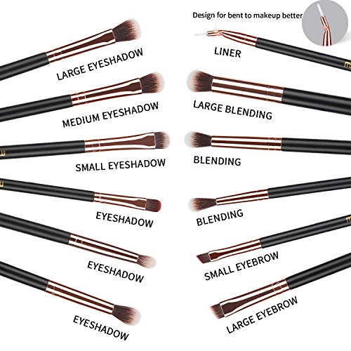 MSQ Eye Makeup Brushes 12pcs Eyeshadow Brushes Rose Gold Makeup Brushes Set with Soft Synthetic Hairs & Real Wood Handle…