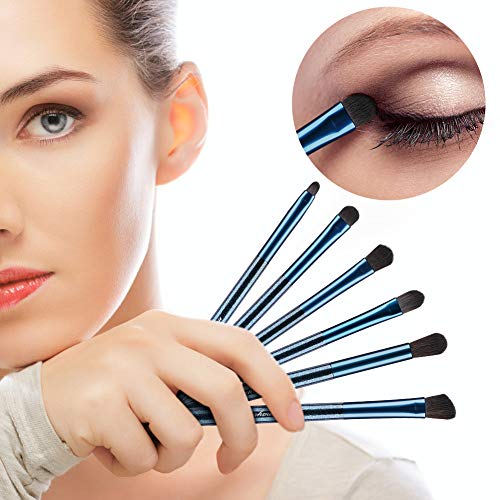 Makeup Eye Brushes 8 Pcs Kit Deep Starry Blue Makeup Eye Brushes Set With Travel Bag Case