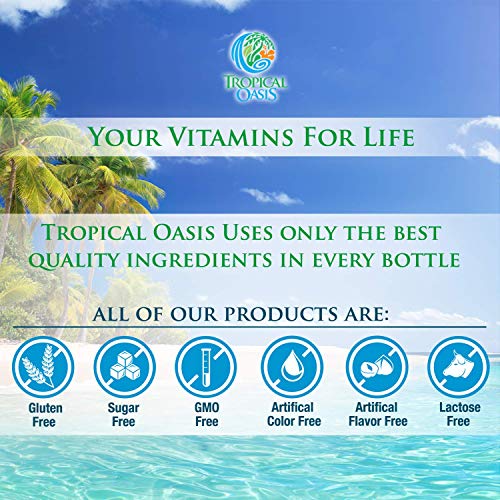 Tropical Oasis Liquid Calcium & Magnesium – Natural formula w/ support for strong bones – Liquid vitamins w/ calcium…