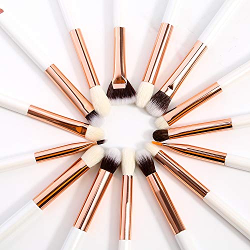 DUcare Eyeshadow Brushes Set 15Pcs White Eye Makeup Brushes Professional Eye Shadow Blending Concealer Eyebrow Eyelash…