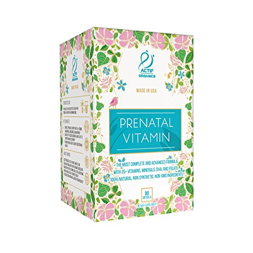 Actif Organic Prenatal Vitamin with 25+ Organic Vitamins, 100% Natural, DHA, EPA, Omega 3, and Organic Herbal Blend…