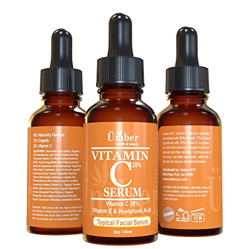 Vitamin C Serum with Hyaluronic Acid and Vitamin E – Anti-Aging Topical Facial Serum by Umber NYC (2 OZ)