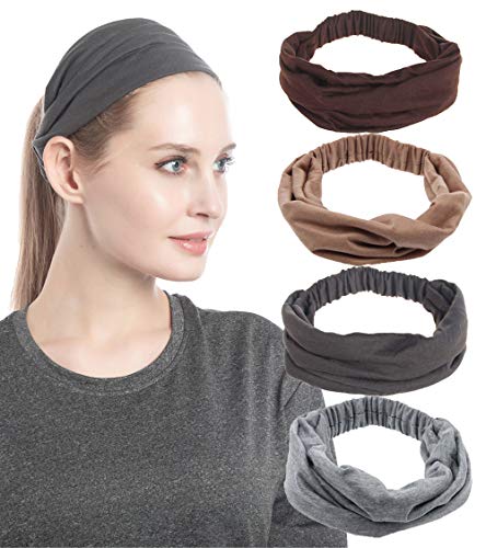 QUEXIAOMIN Wide Headbands for Women Black Stylish Head Wraps Boho Thick Hairbands Large African Sport Yoga Turban…