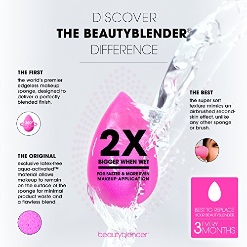 The BEAUTYBLENDER Original Pink Blender Makeup Sponge for blending liquid Foundations, Powders and Creams. Flawless…