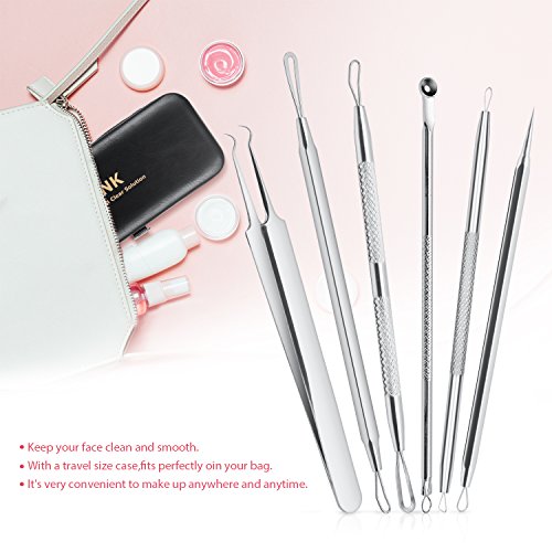 JPNK Blackhead Remover Tool Comedones Extractor Acne Removal Kit for Blemish, Whitehead Popping, 6 Pcs Zit Removing for…