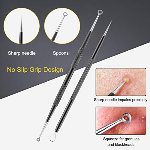 Pimple Popper Tool Kit – Boxoyx 10 Pcs Blackhead Remover Comedone Extractor Kit with Metal Case for Quick and Easy…