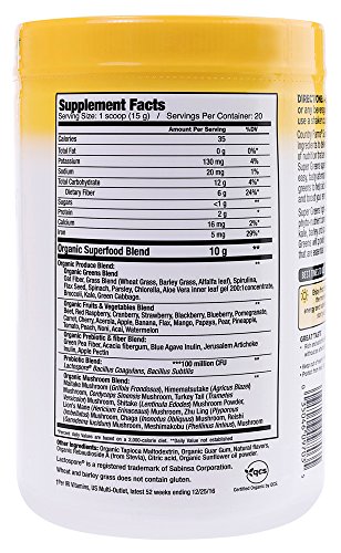 COUNTRY FARMS Super Greens Banana Flavor, 50 Organic Foods, USDA Organic Drink Mix, 20 Servings, Apple, 10.6 Oz