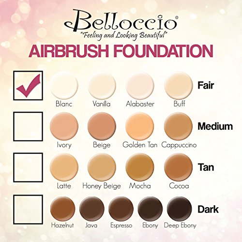 Belloccio Fair Color Shade Foundation Set – Professional Cosmetic Airbrush Makeup in 1/2 oz Bottles