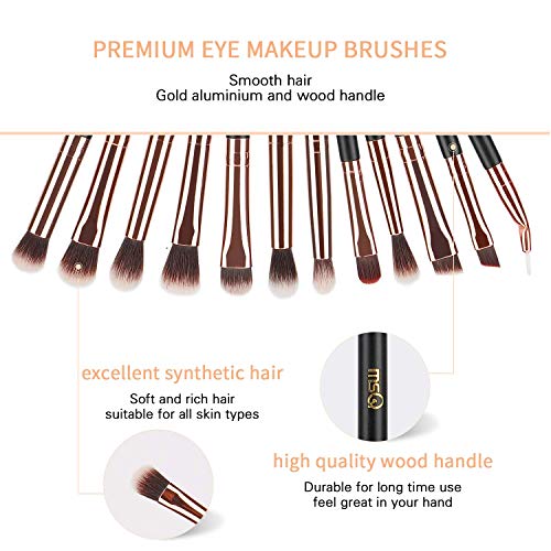 MSQ Eye Makeup Brushes 12pcs Eyeshadow Brushes Rose Gold Makeup Brushes Set with Soft Synthetic Hairs & Real Wood Handle…