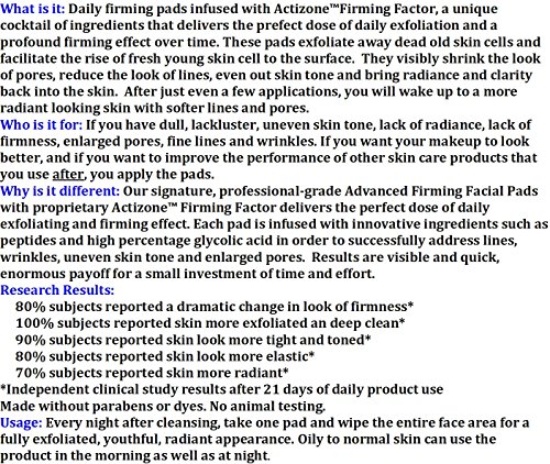 Dr. Denese SkinScience Advanced Firming Facial Pads Exfoliator & Deep Pore Face Cleanser, Toner & Skin Care Glycolic…