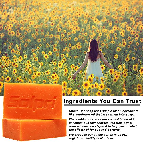 Solpri Shield Antifungal Soap Bar Lemongrass Tea Tree Eucalyptus 4 oz (2 Pack)