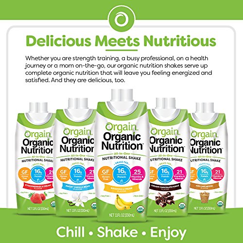 Orgain Organic Nutritional Shake, Creamy Chocolate Fudge – Meal Replacement, 16g Grass Fed Whey Protein, 20 Vitamins…