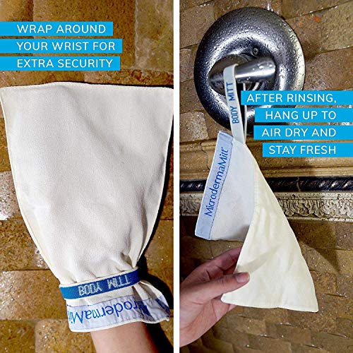 MicrodermaMitt Deep Exfoliating Mitt Body Scrub –Dead Skin Remover Reveals Visibly Smoother Skin, Improves Uneven Skin…