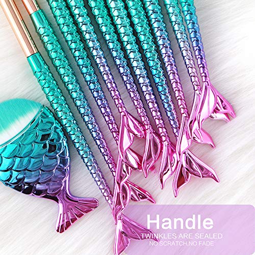 Makeup brushes set 11pcs Mermaid Makeup Brush Foundation Blending Blush Concealer Cosmetic Tools