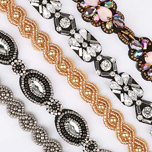 Teenitor 5pcs Beaded Headband for Women, Crystal Rhinestone Headband for Women Girls