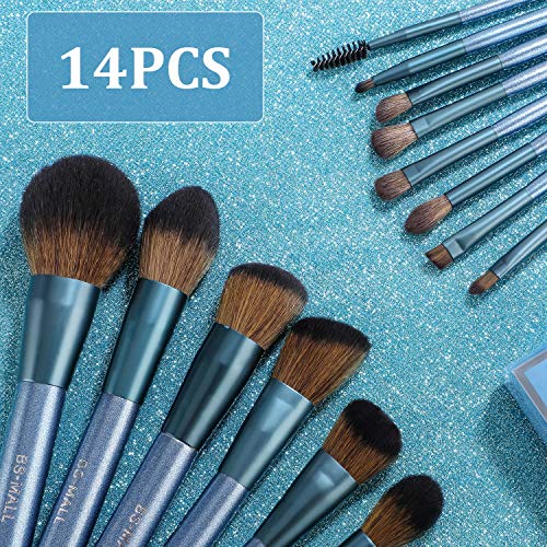 BS-MALL Makeup Brush Set 14Pcs Premium Synthetic Professional Makeup Brushes Foundation Powder Blending Concealer Eye…