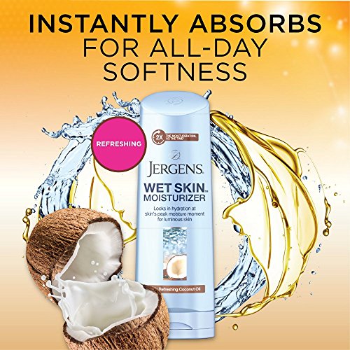 Jergens Wet Skin Body Lotion with Coconut Oil, In Shower Lotion for Dry Skin, Fast-Absorbing, Non-Sticky, Dermatologist…