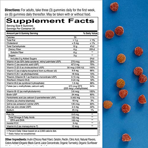 SmartyPants Daily Gummy Multivitamin Adult: Vitamin C, D3, & Zinc for Immunity, Omega 3 Fish Oil (DHA/EPA), Iodine…