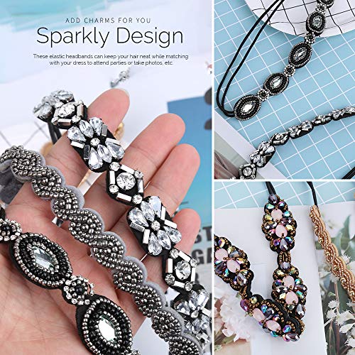 Teenitor 5pcs Beaded Headband for Women, Crystal Rhinestone Headband for Women Girls