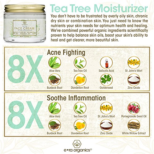Era Organics Tea Tree Cream Face Moisturizer for Oily Skin – Advanced 7X Balancing Oily Skin Moisturizer – Non-Greasy…