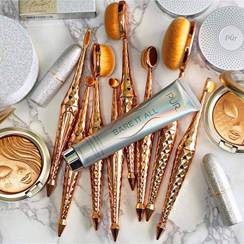 Beauty Kate Oval Makeup Brush Set Diamond Mermaid Oval Brush 10pcs Cosmetics Makeup Brushes Set (Rose Gold…