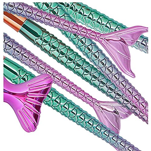 Mermaid Makeup Brushes Set 11pcs 3D Mermaid Makeup Brush Cosmetic Brushes Eyeshadow Eyeliner Blush Brushes