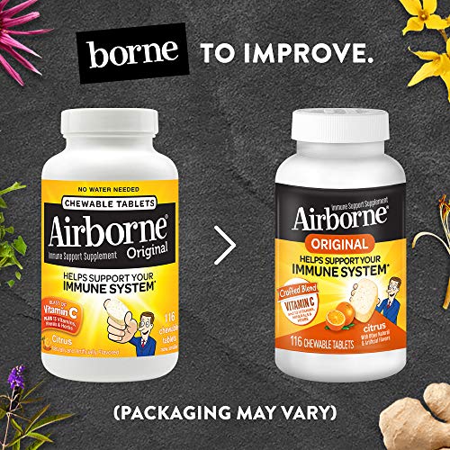 Airborne 1000mg Vitamin C Chewable Tablets with Zinc, Immune Support Supplement with Powerful Antioxidants Vitamins A C…