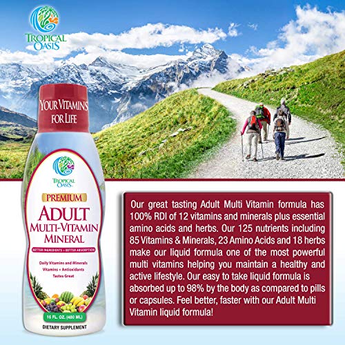 Tropical Oasis Adult Liquid Multivitamin -Liquid Multi-Vitamin and Mineral Supplement with 125 Total Nutrients Including…