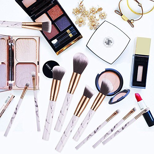SEPROFE Make Up Brushes Set, 10 Pcs Makeup Brushes Marble Pattern Kabuki Foundation Blending Concealer Eye Face Powder…