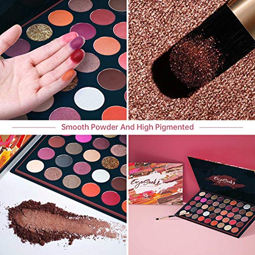 EYESEEK Matte Eyeshadow Palette, Neutral Eye Makeup Palettes Sets with Brushes, Brown & Nude Pink 45 Shades Smokey with…