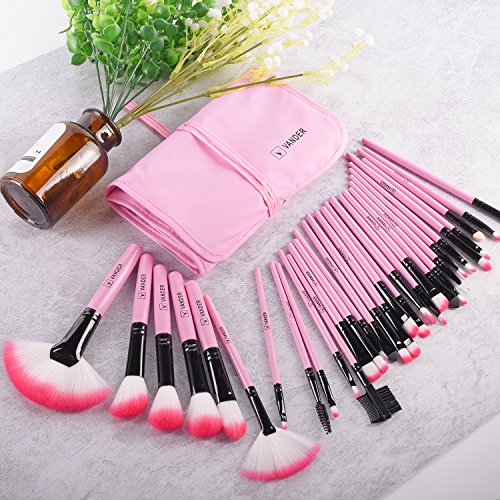 Makeup Brushes, VANDER 32pcs Professional Soft Synthetic Kabuki Cosmetic Eyebrow Shadow Makeup Brush Set Kit