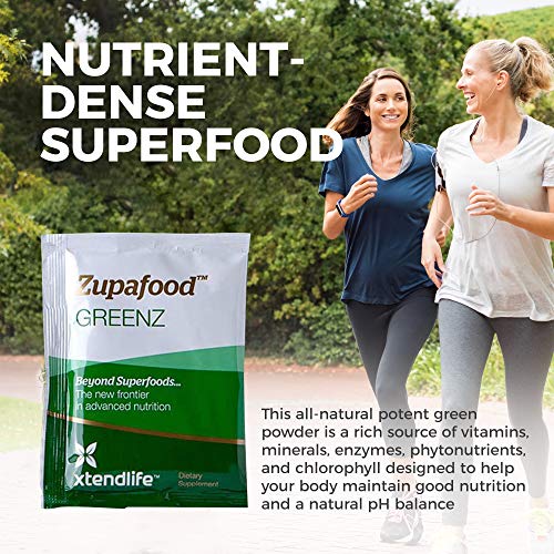 XTENDLIFE Zupafood GREENZ Powder – Organic Superfood Greens w/ spirulina, wheatgrass, chlorella & kiwifruit, Promote…