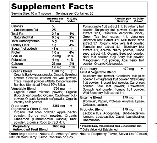 Phytoberry Greens Berry Flavor Superfood Powder 10 oz – Free Vitamin C-1000 30 Tablets – Natural Berry Flavor Greens…