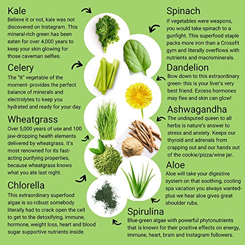 Smart Pressed Organic Greens Superfoods Juice Powder Single Serving Cold-Pressed Vegan Alkalizing Green Juice Cleanse…