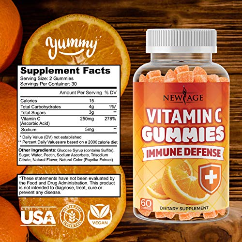 NEW AGE Vitamin C Gummies Orange Vitamin C Gummy – Supports Healthy Immune System – Vegetarian Without Gluten (120…