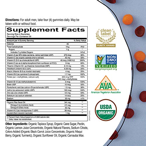 SmartyPants Organic Mens Multivitamins, Daily Gummy Vitamins: Probiotics, Vitamins C, D3, B12, Zinc & Omega 3 for Immune…