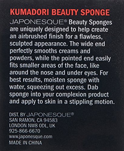 JAPONESQUE Kumadori Beauty Sponge, Foundation and Makeup Blender for Airbrushed Flawless Finish for use with Cream and…
