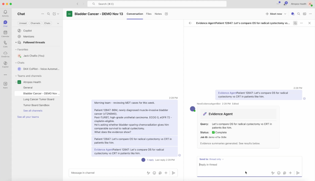 Atropos Health Integrates Evidence™ Agent with Microsoft Teams Atropos Health Integrates Evidence™ Agent with Microsoft Teams